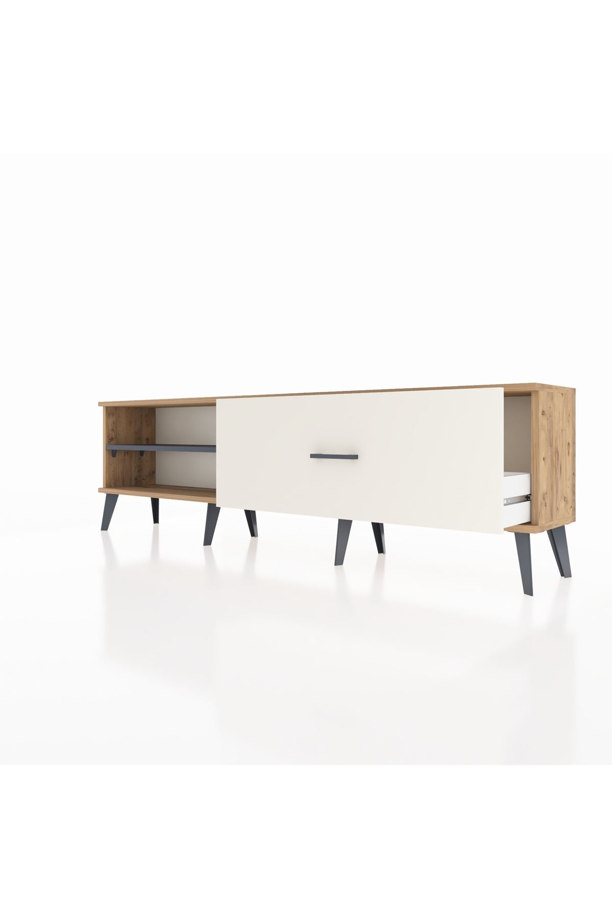 Arges TV Ünitesi Tek Raflı Tek Çekmeceli  176x30x51 Çam-Antrasit/Aytaşı