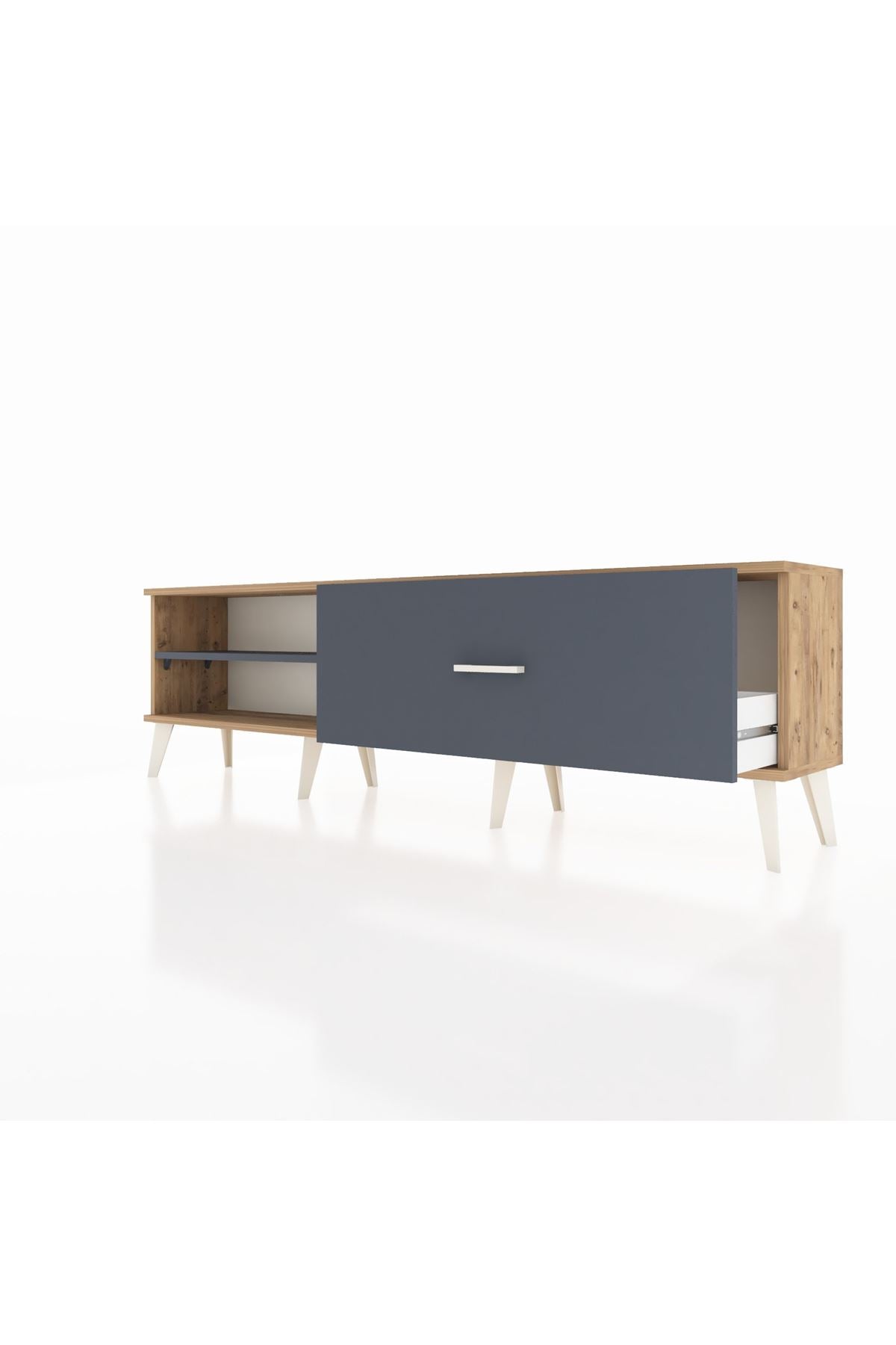 Arges TV Ünitesi Tek Raflı Tek Çekmeceli  176x30x51 Çam-Antrasit/Antrasit