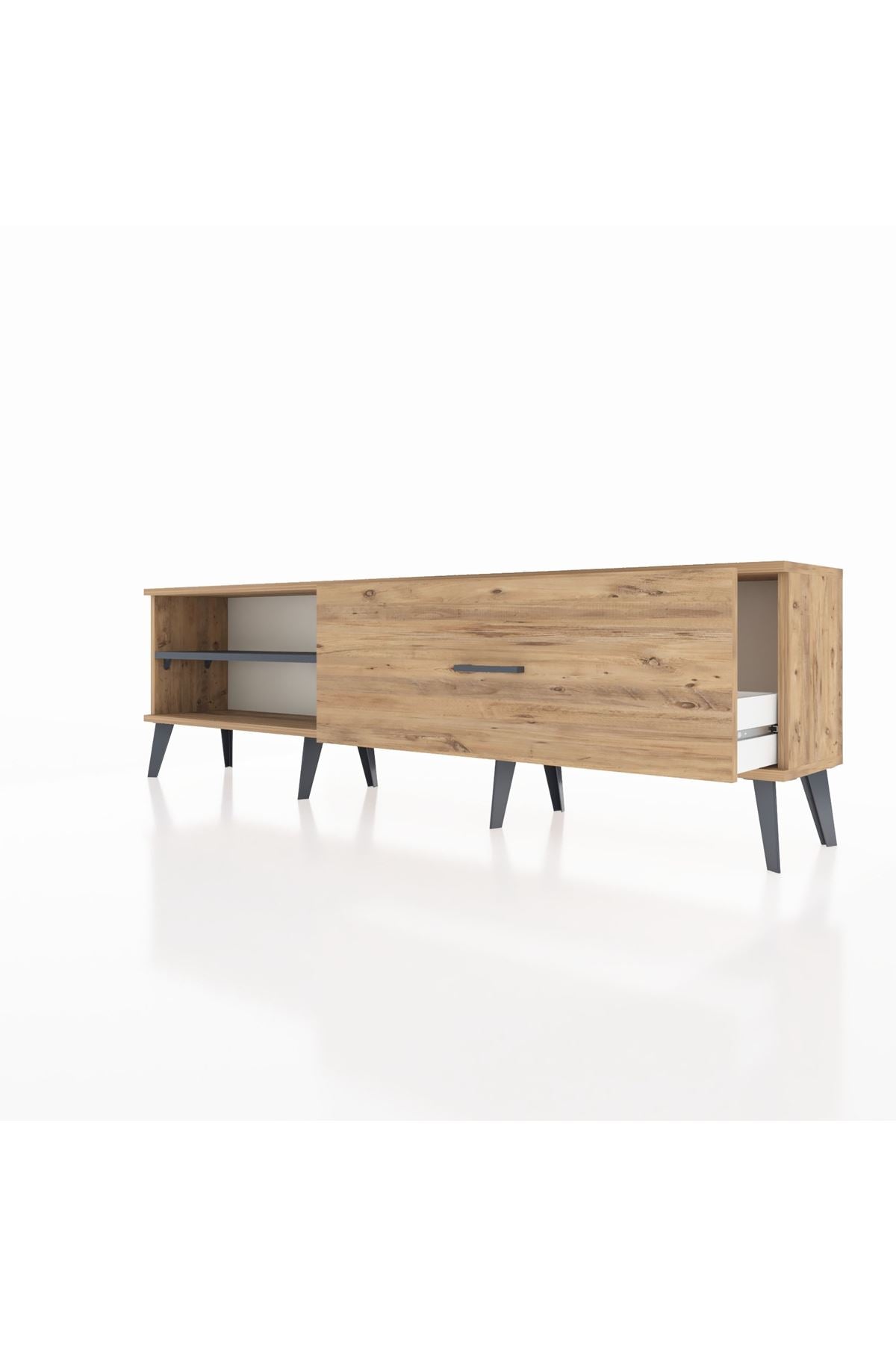 Arges TV Ünitesi Tek Raflı Tek Çekmeceli  176x30x51 Çam-Antrasit/Çam