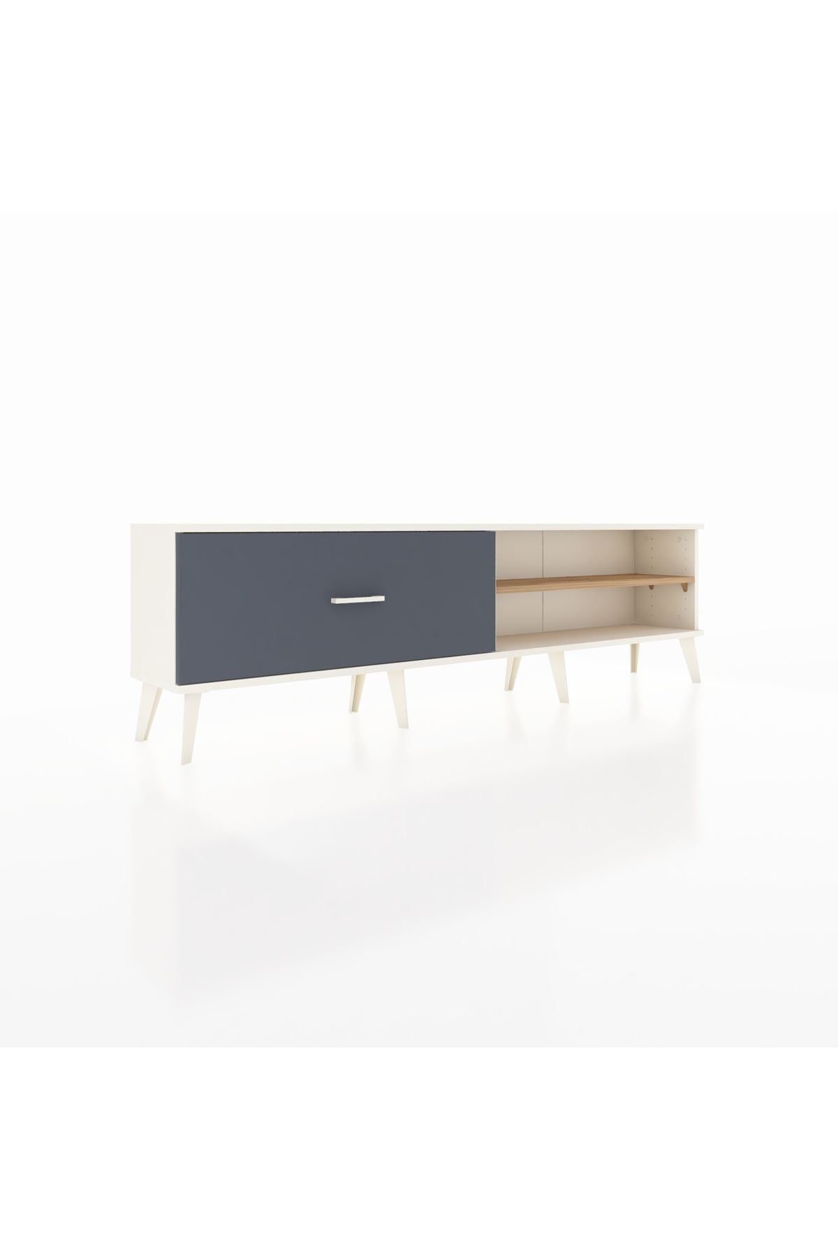 Arges TV Ünitesi Tek Raflı Tek Çekmeceli  176x30x51 Aytaşı-Çam/Antrasit