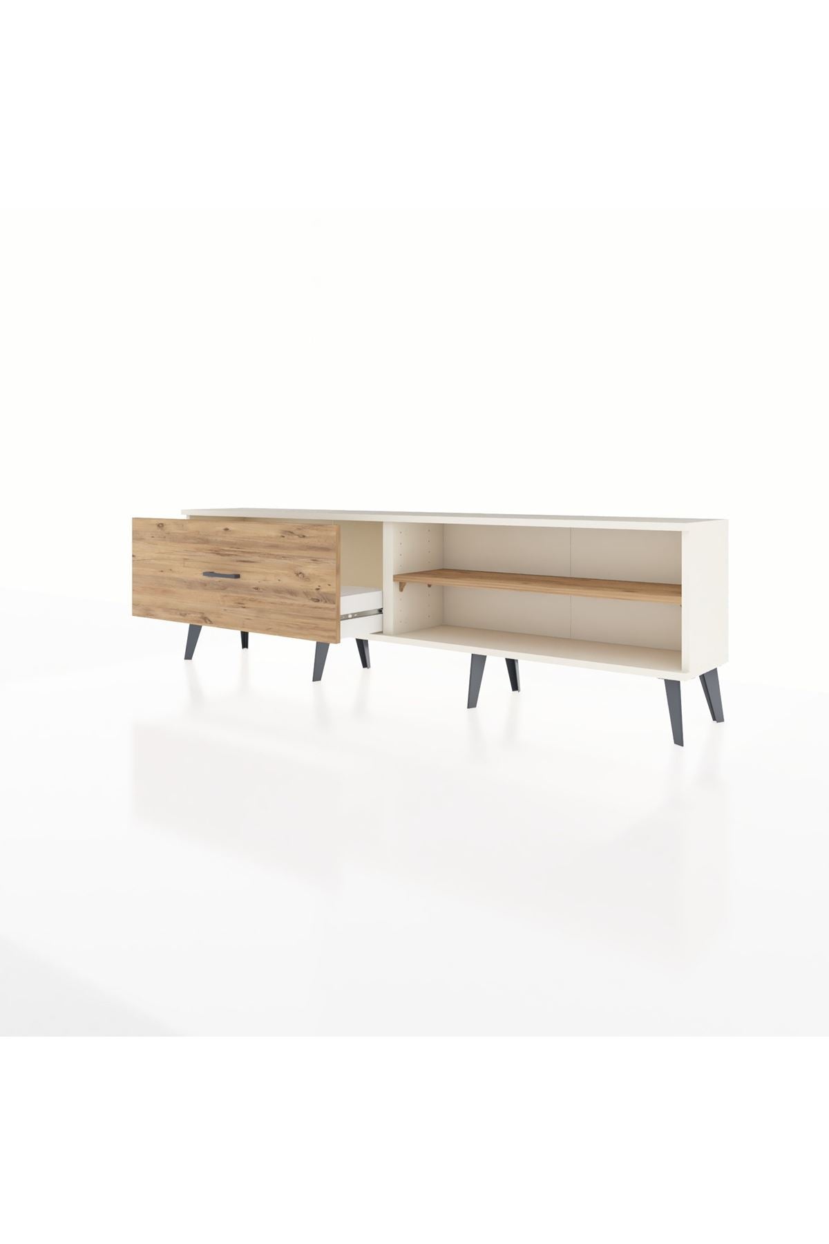 Arges TV Ünitesi Tek Raflı Tek Çekmeceli  176x30x51 Aytaşı-Çam/Çam