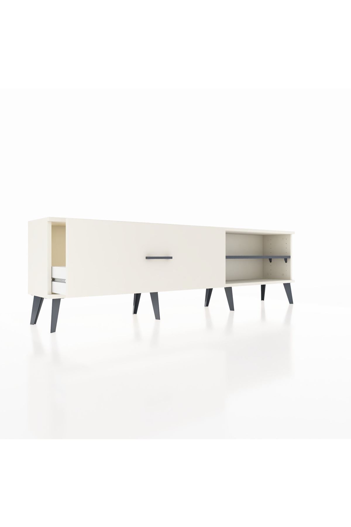 Arges TV Ünitesi Tek Raflı Tek Çekmeceli  176x30x51 Aytaşı-Antrasit/Aytaşı