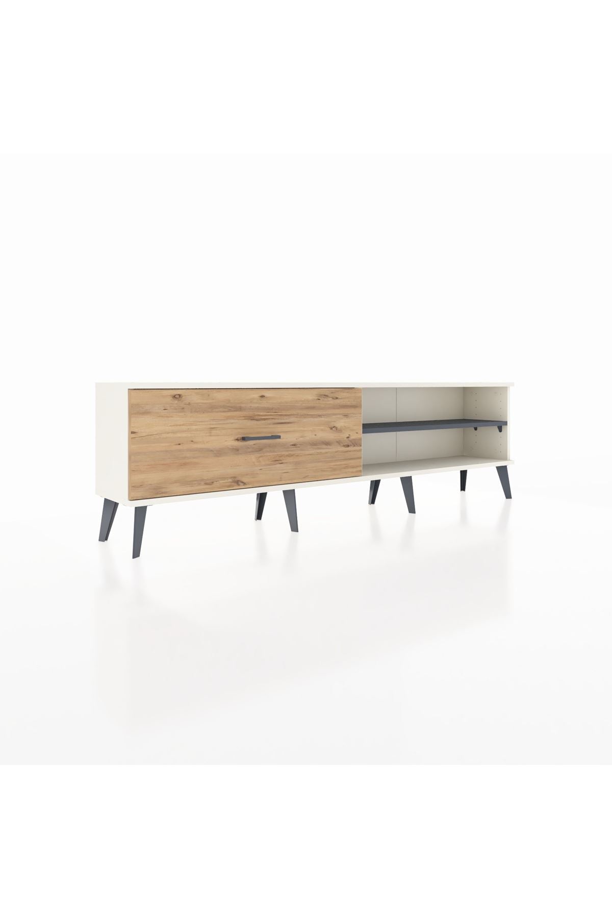 Arges TV Ünitesi Tek Raflı Tek Çekmeceli  176x30x51 Aytaşı-Antrasit/Çam