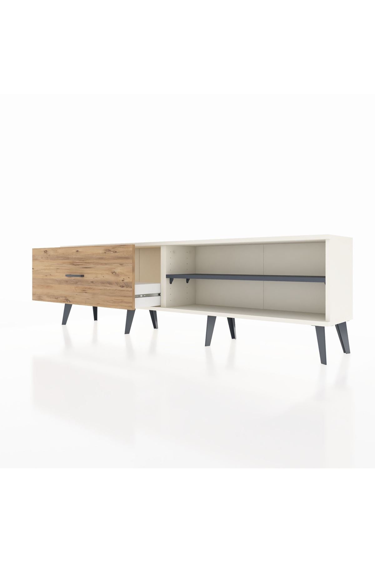 Arges TV Ünitesi Tek Raflı Tek Çekmeceli  176x30x51 Aytaşı-Antrasit/Çam