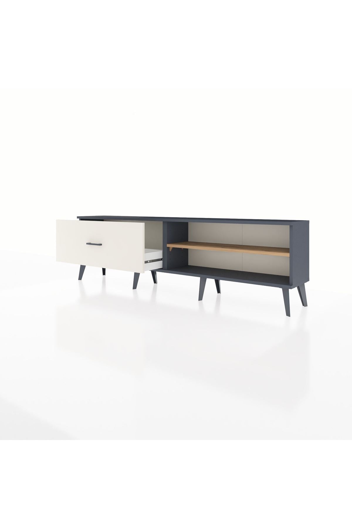 Arges TV Ünitesi Tek Raflı Tek Çekmeceli  176x30x51 Antrasit-Çam/Aytaşı