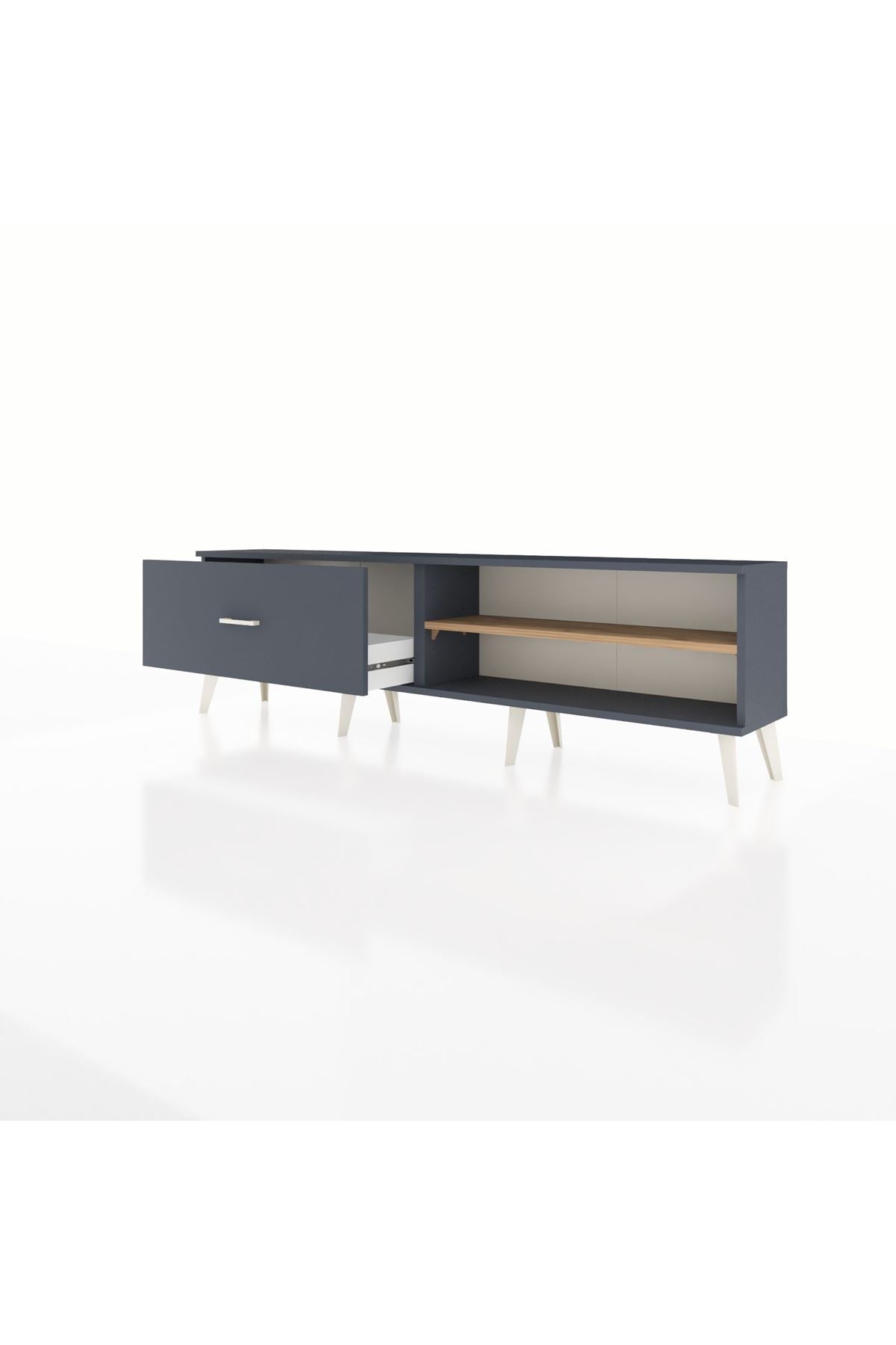 Arges TV Ünitesi Tek Raflı Tek Çekmeceli  176x30x51 Antrasit-Çam/Antrasit