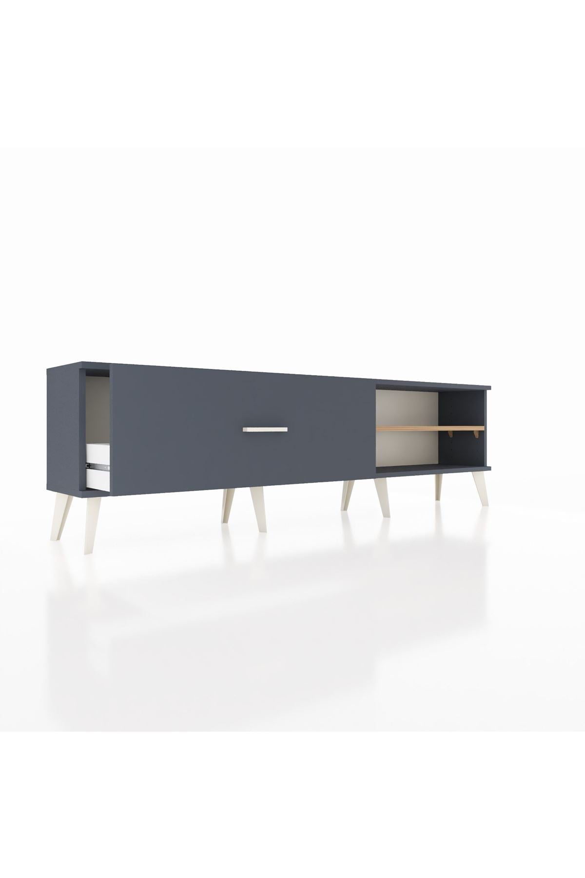 Arges TV Ünitesi Tek Raflı Tek Çekmeceli  176x30x51 Antrasit-Çam/Antrasit