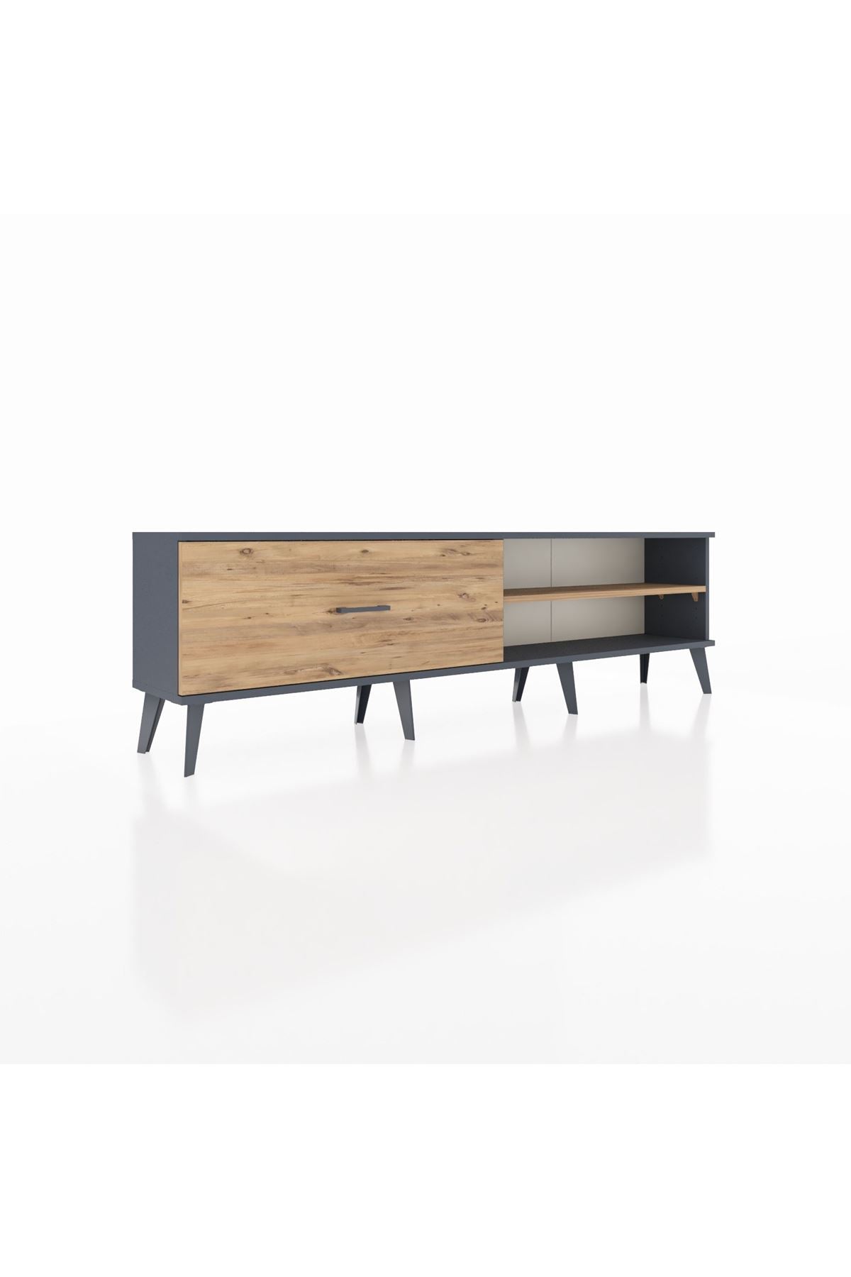 Arges TV Ünitesi Tek Raflı Tek Çekmeceli  176x30x51 Antrasit-Çam/Çam