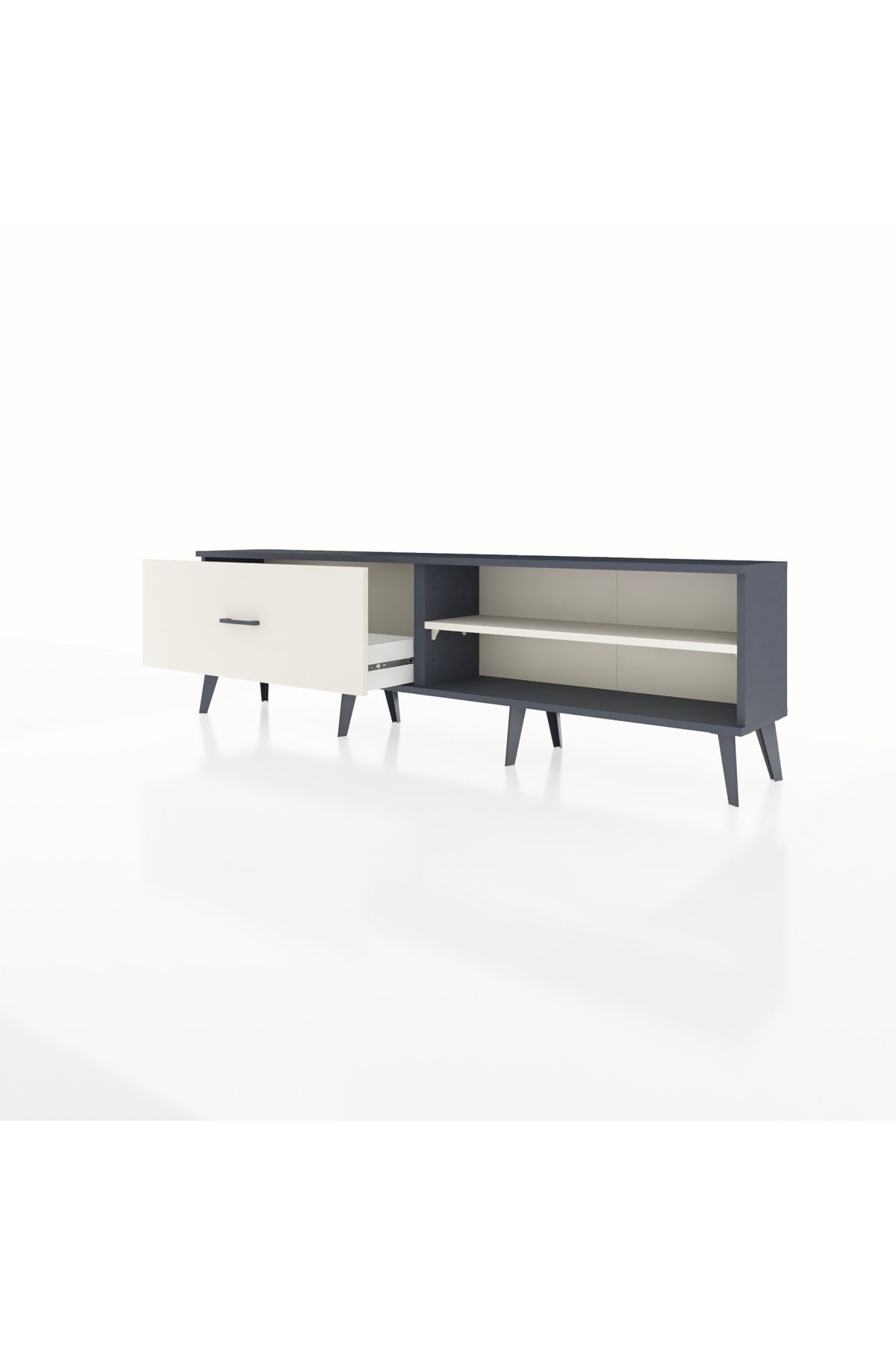 Arges TV Ünitesi Tek Raflı Tek Çekmeceli  176x30x51 Antrasit-Aytaşı/Aytaşı