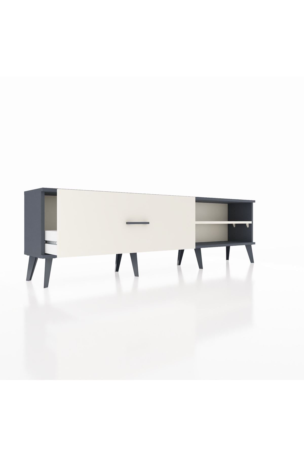 Arges TV Ünitesi Tek Raflı Tek Çekmeceli  176x30x51 Antrasit-Aytaşı/Aytaşı