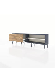 Arges TV Ünitesi Tek Raflı Tek Çekmeceli  176x30x51 Antrasit-Aytaşı/Çam