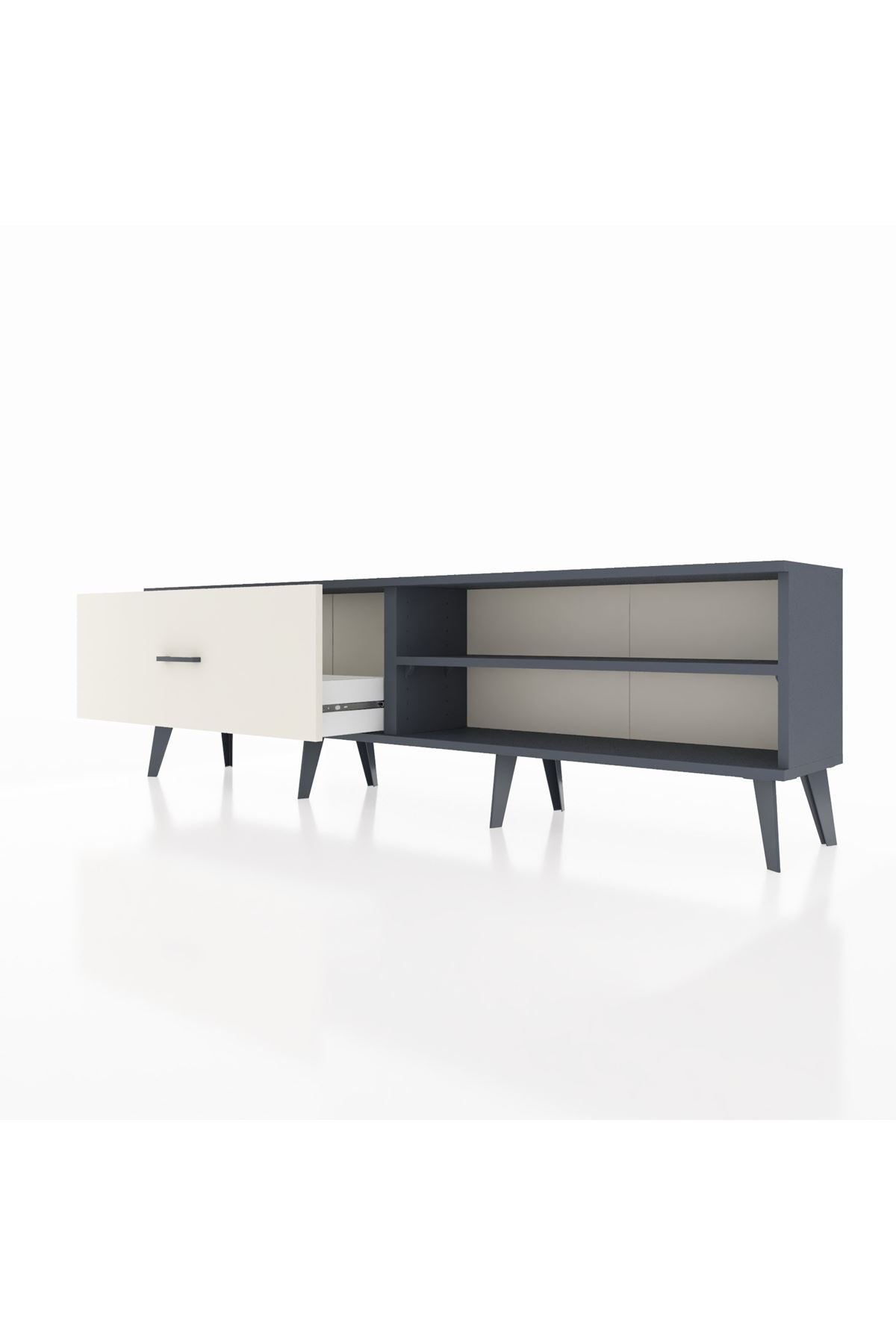 Arges TV Ünitesi Tek Raflı Tek Çekmeceli  176x30x51 Antrasit-Antrasit/Aytaşı