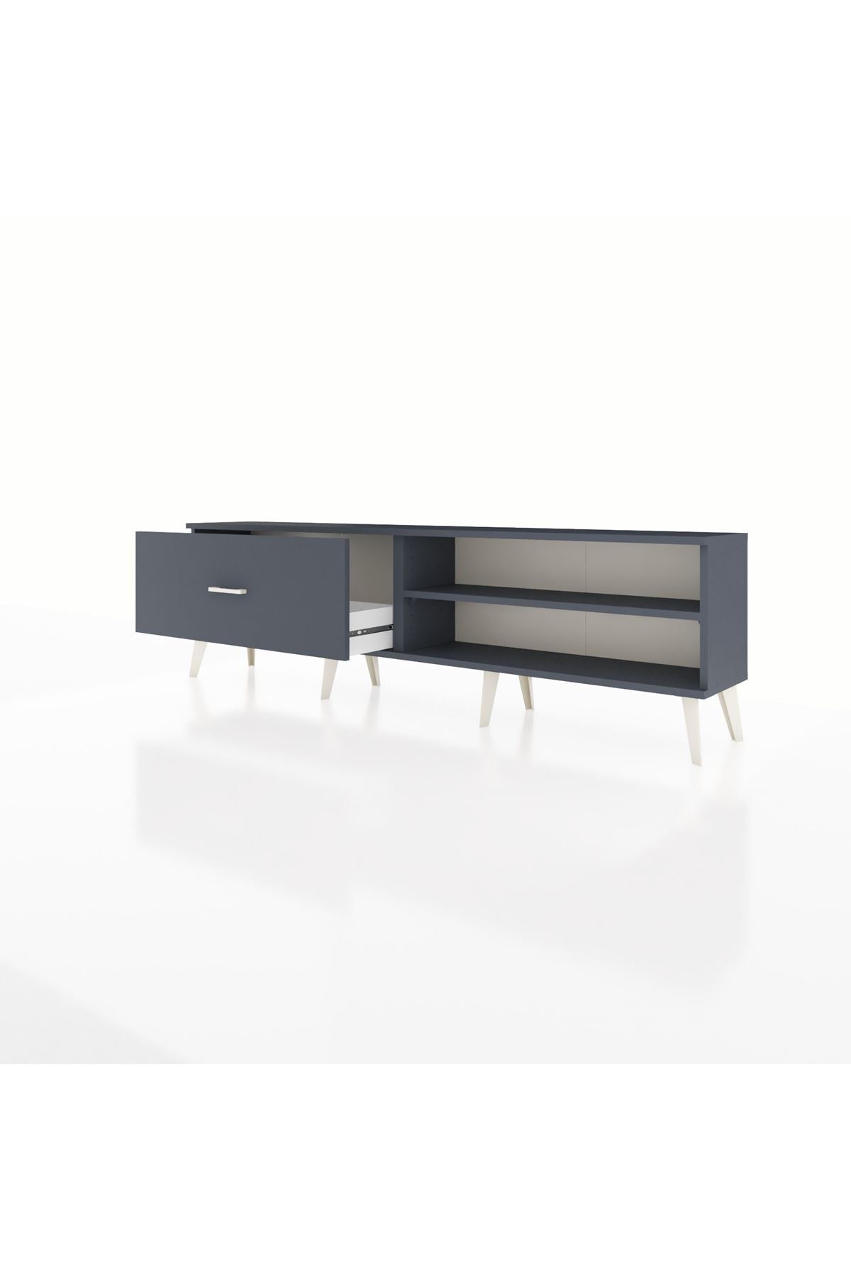 Arges TV Ünitesi Tek Raflı Tek Çekmeceli  176x30x51 Antrasit-Antrasit/Antrasit