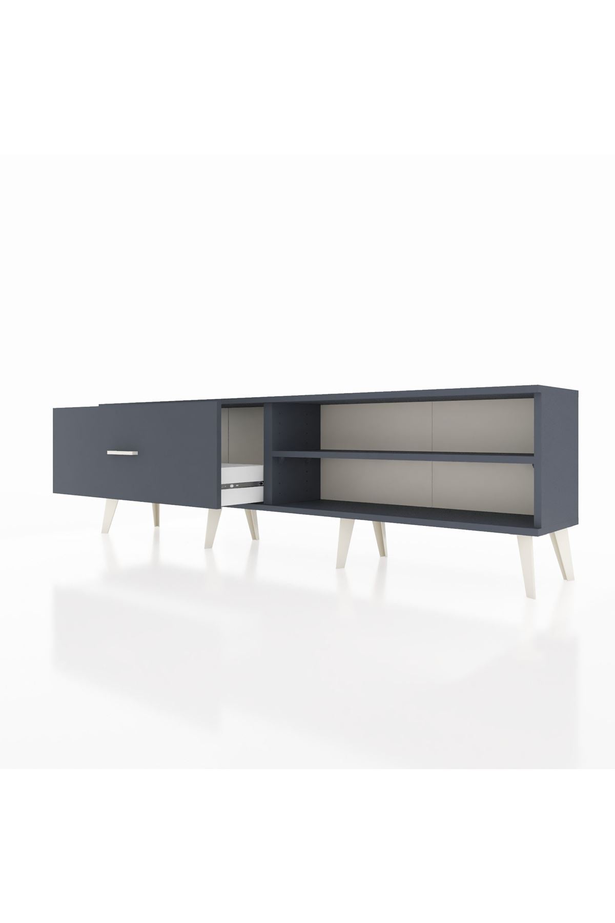 Arges TV Ünitesi Tek Raflı Tek Çekmeceli  176x30x51 Antrasit-Antrasit/Antrasit