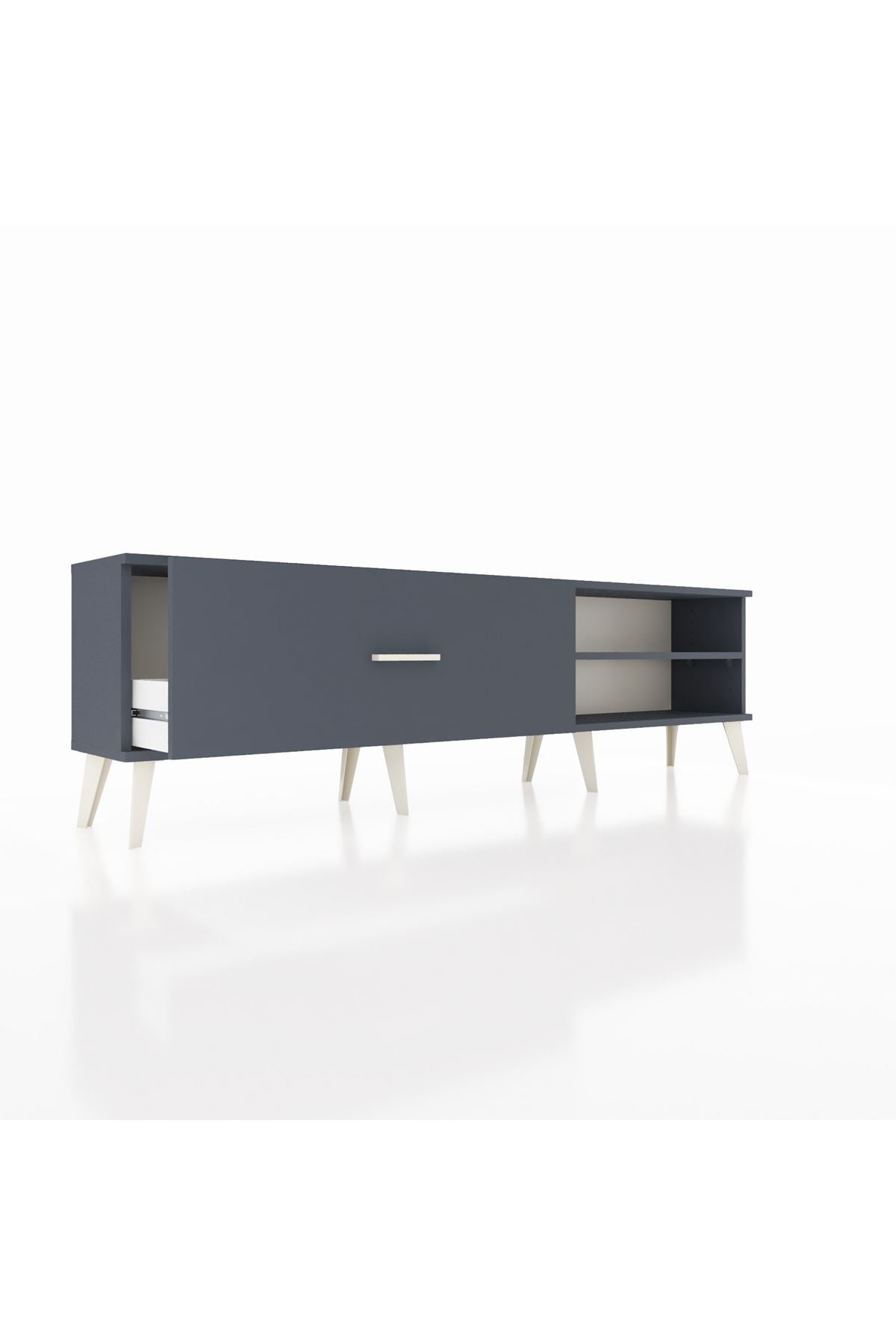 Arges TV Ünitesi Tek Raflı Tek Çekmeceli  176x30x51 Antrasit-Antrasit/Antrasit