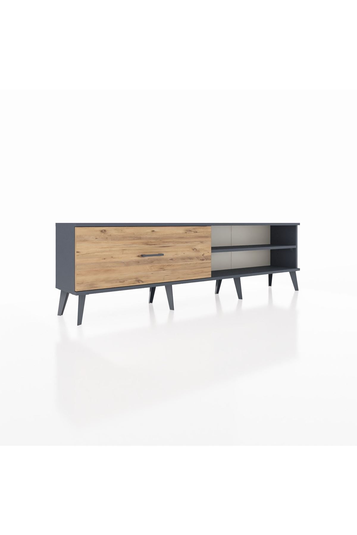 Arges TV Ünitesi Tek Raflı Tek Çekmeceli  176x30x51 Antrasit-Antrasit/Çam