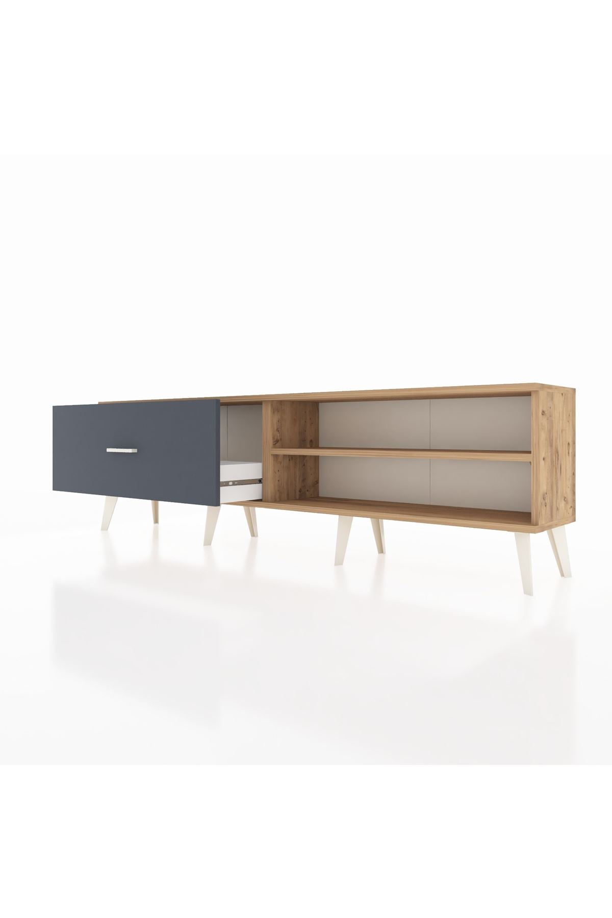 Arges TV Ünitesi Tek Raflı Tek Çekmeceli  176x30x51 Çam-Çam/Antrasit