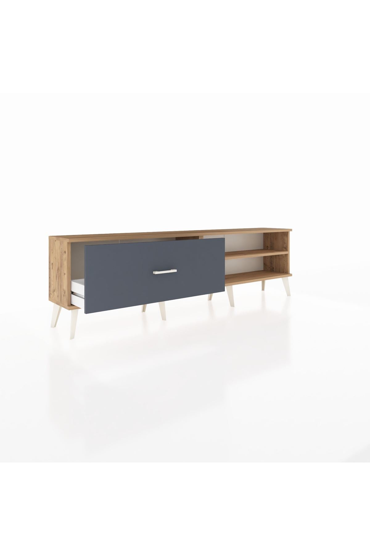 Arges TV Ünitesi Tek Raflı Tek Çekmeceli  176x30x51 Çam-Çam/Antrasit