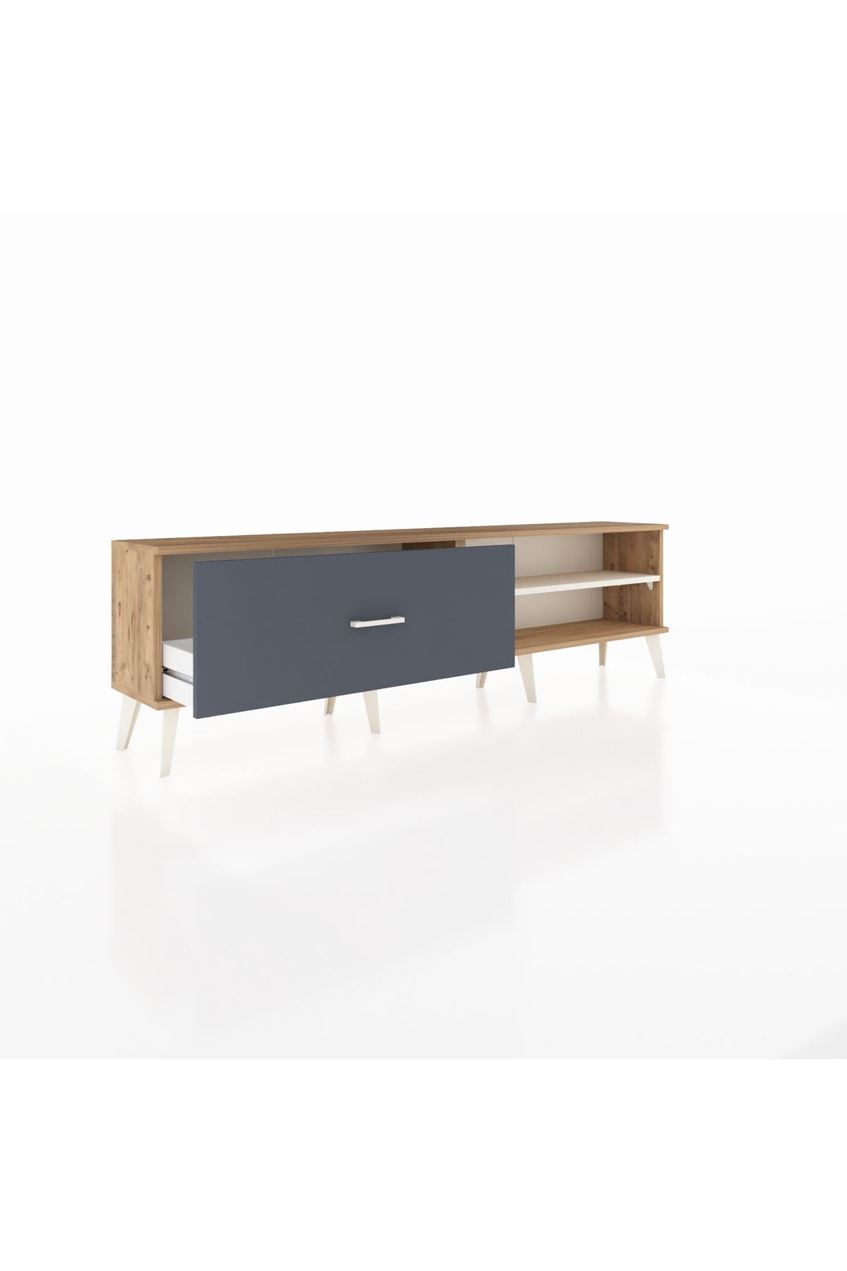 Arges TV Ünitesi Tek Raflı Tek Çekmeceli  176x30x51 Çam-Aytaşı/Antrasit