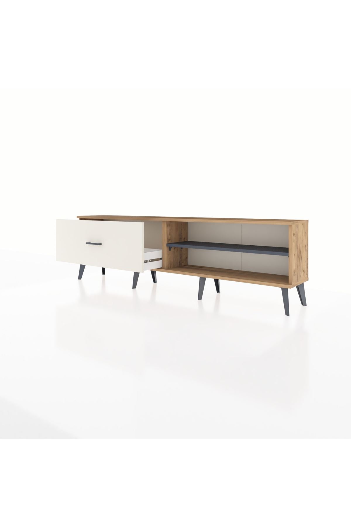 Arges TV Ünitesi Tek Raflı Tek Çekmeceli  176x30x51 Çam-Antrasit/Aytaşı