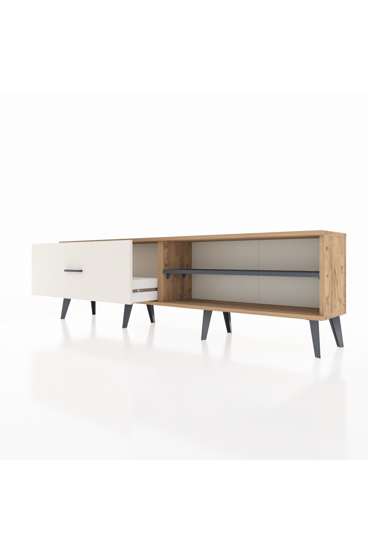 Arges TV Ünitesi Tek Raflı Tek Çekmeceli  176x30x51 Çam-Antrasit/Aytaşı