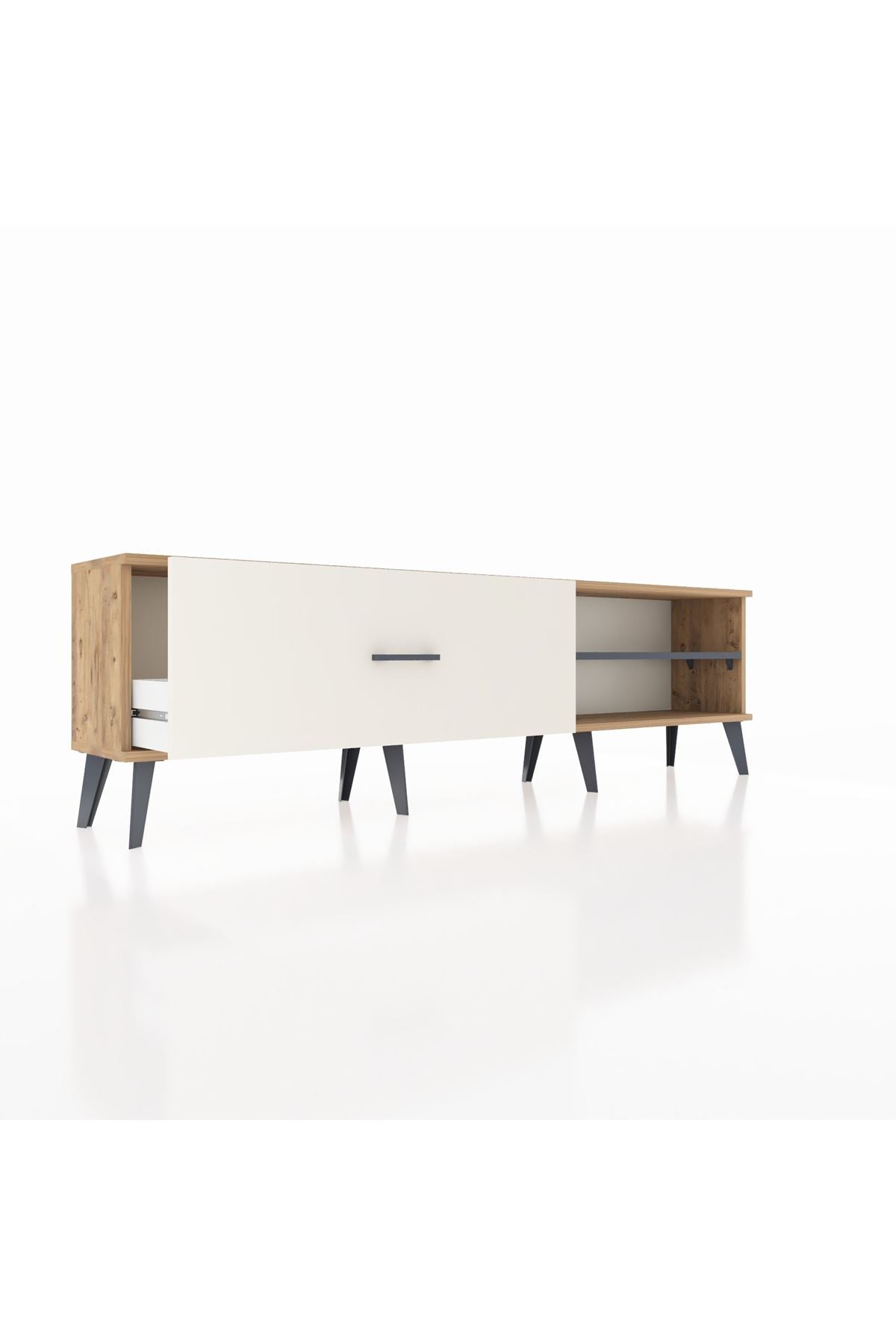 Arges TV Ünitesi Tek Raflı Tek Çekmeceli  176x30x51 Çam-Antrasit/Aytaşı