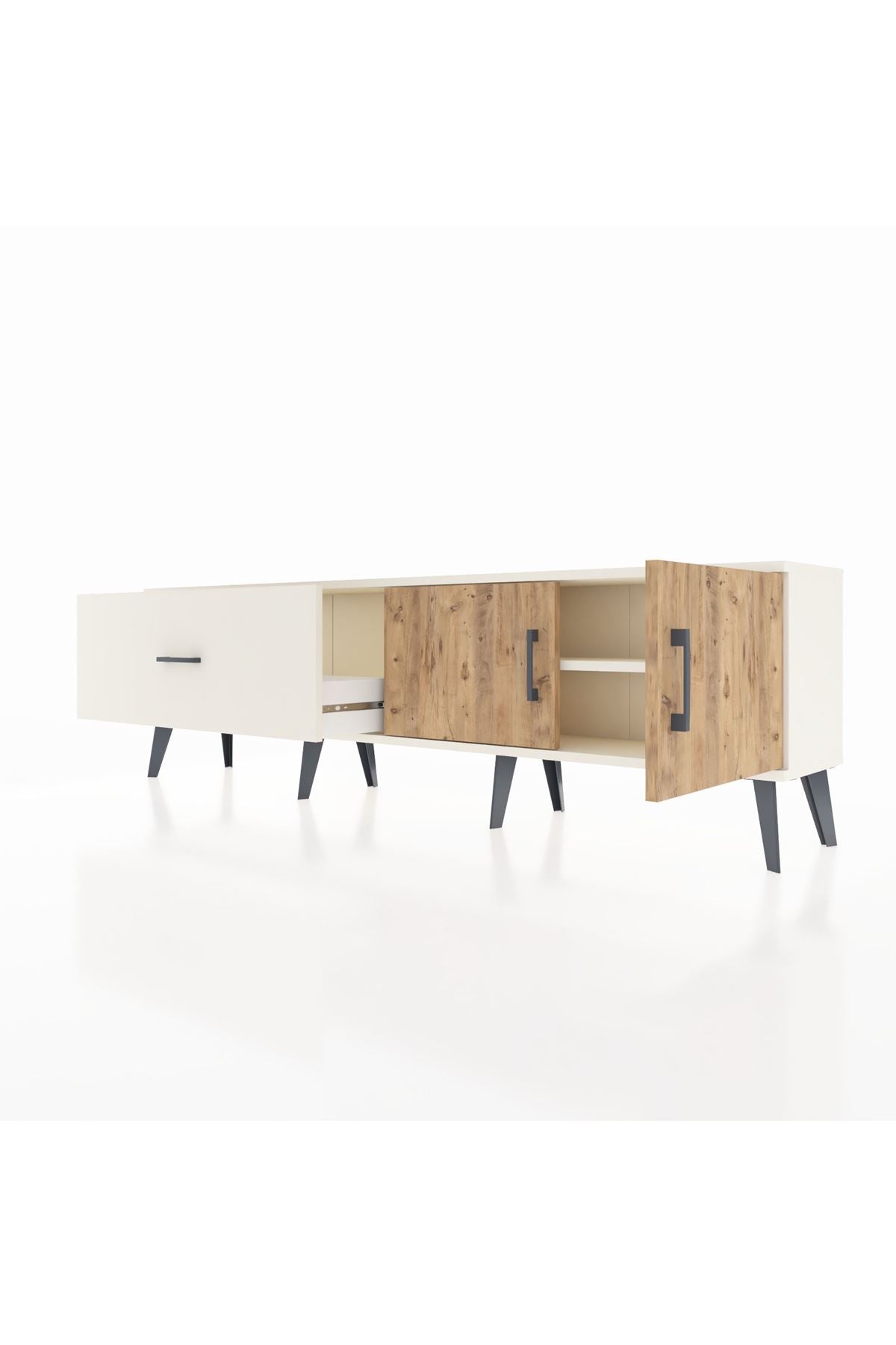 Arges TV Ünitesi Tek Raflı Tek Çekmeceli 2 Kapaklı 176x30x51 Aytaşı-Çam/Aytaşı