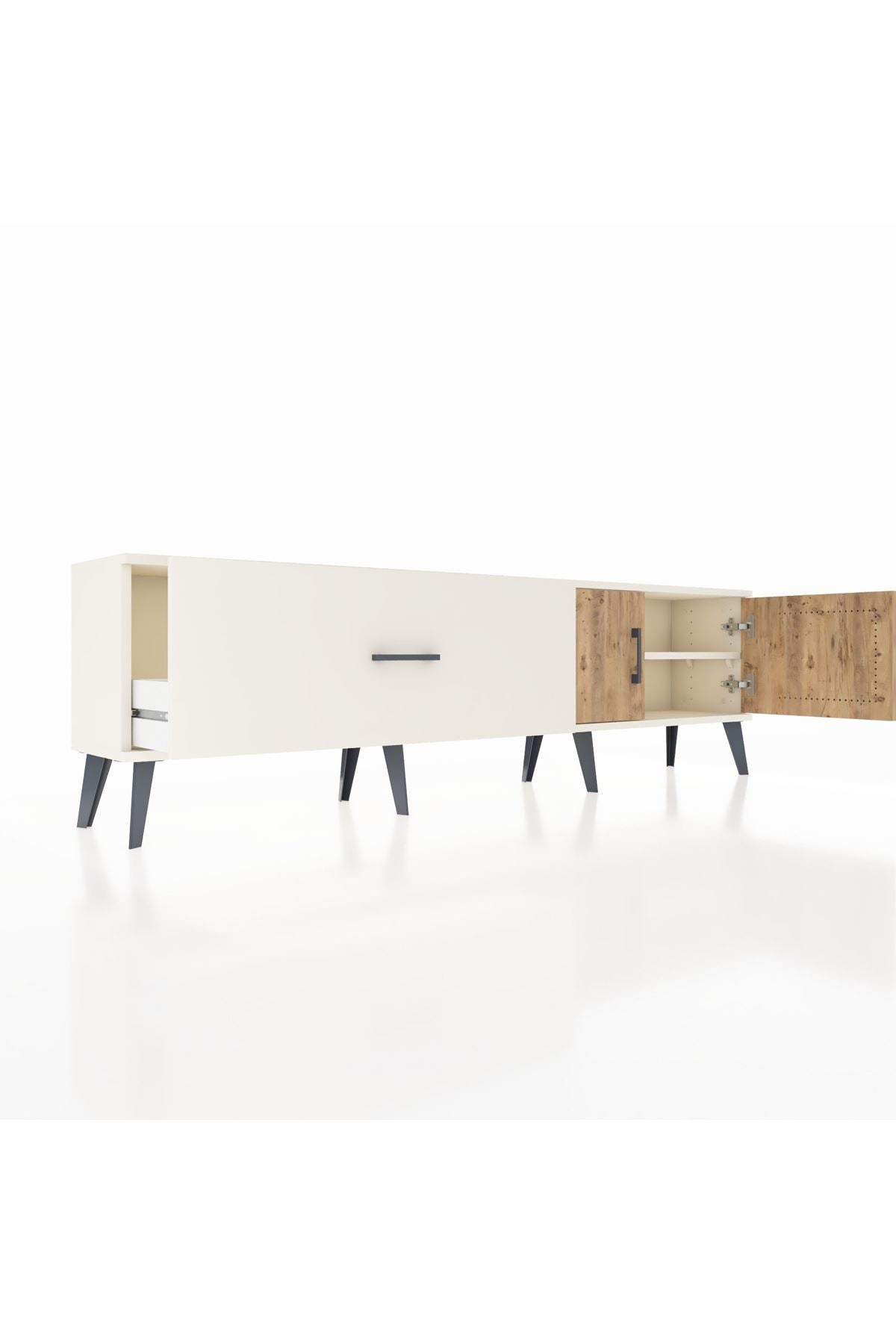 Arges TV Ünitesi Tek Raflı Tek Çekmeceli 2 Kapaklı 176x30x51 Aytaşı-Çam/Aytaşı