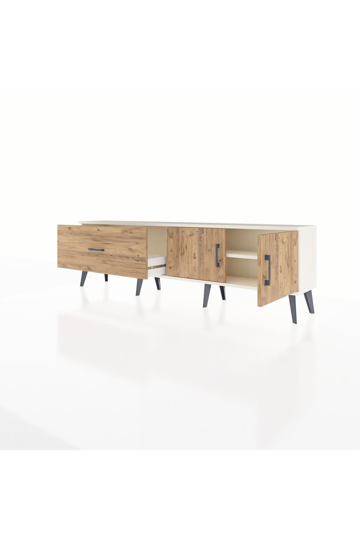 Arges TV Ünitesi Tek Raflı Tek Çekmeceli 2 Kapaklı 176x30x51 Aytaşı-Çam/Çam