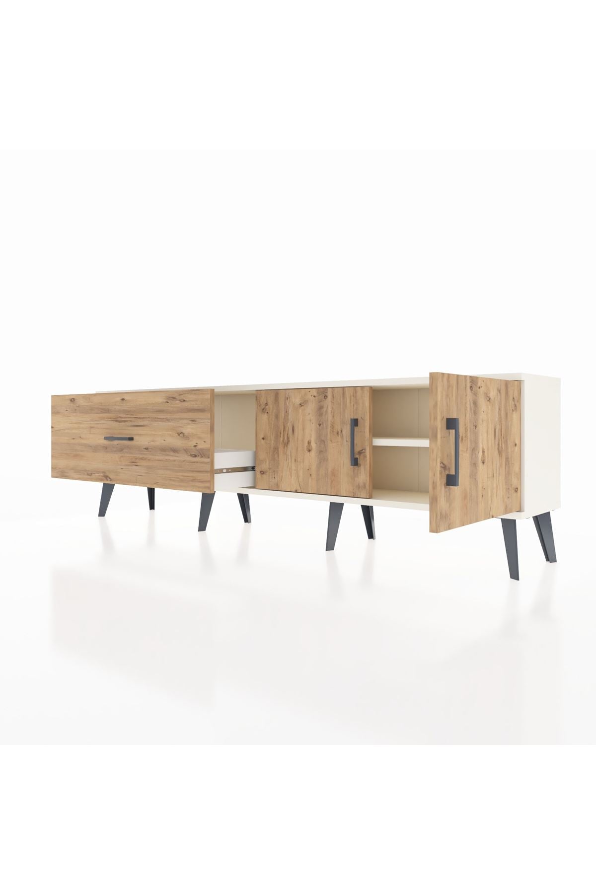 Arges TV Ünitesi Tek Raflı Tek Çekmeceli 2 Kapaklı 176x30x51 Aytaşı-Çam/Çam