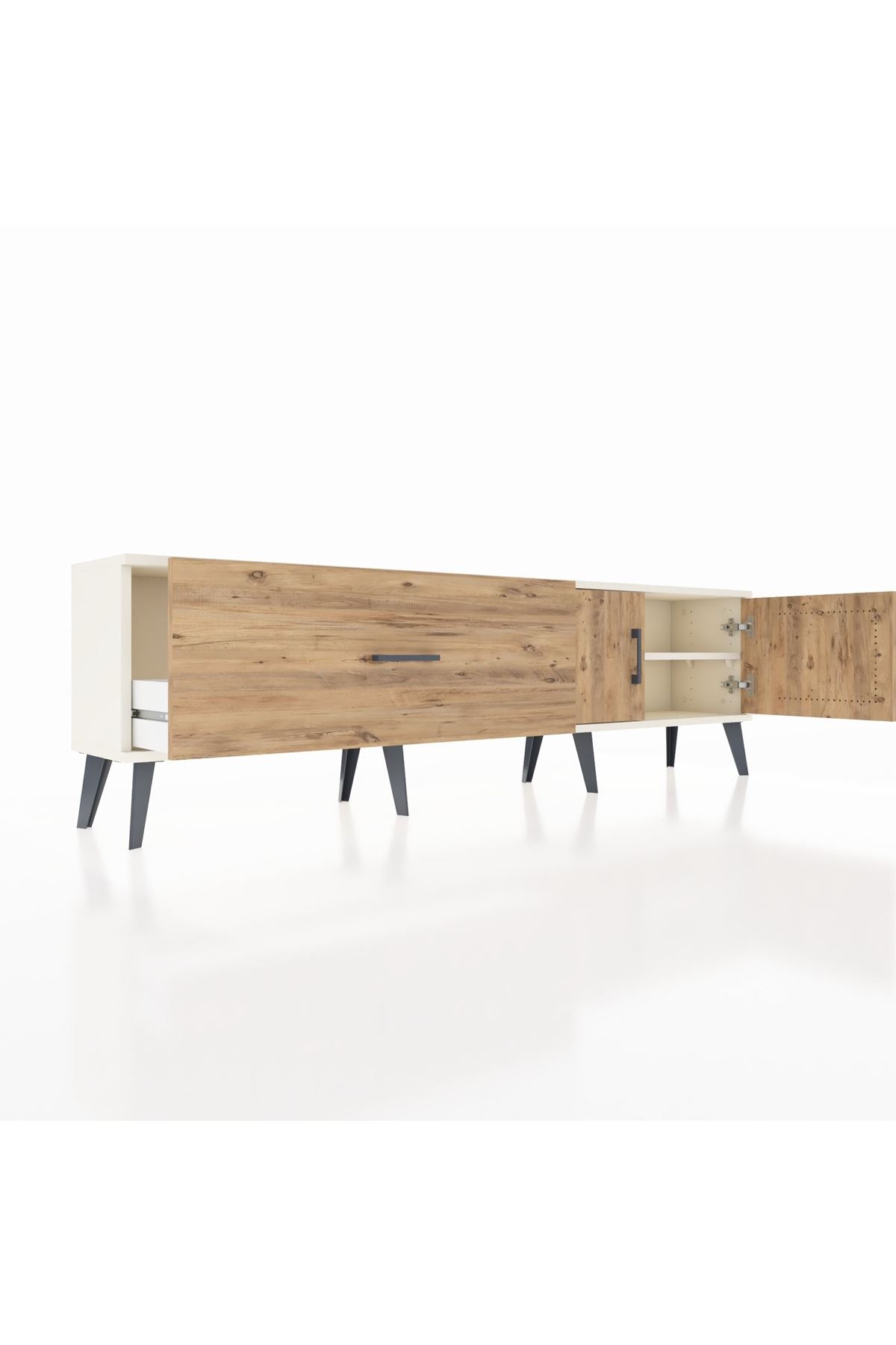 Arges TV Ünitesi Tek Raflı Tek Çekmeceli 2 Kapaklı 176x30x51 Aytaşı-Çam/Çam