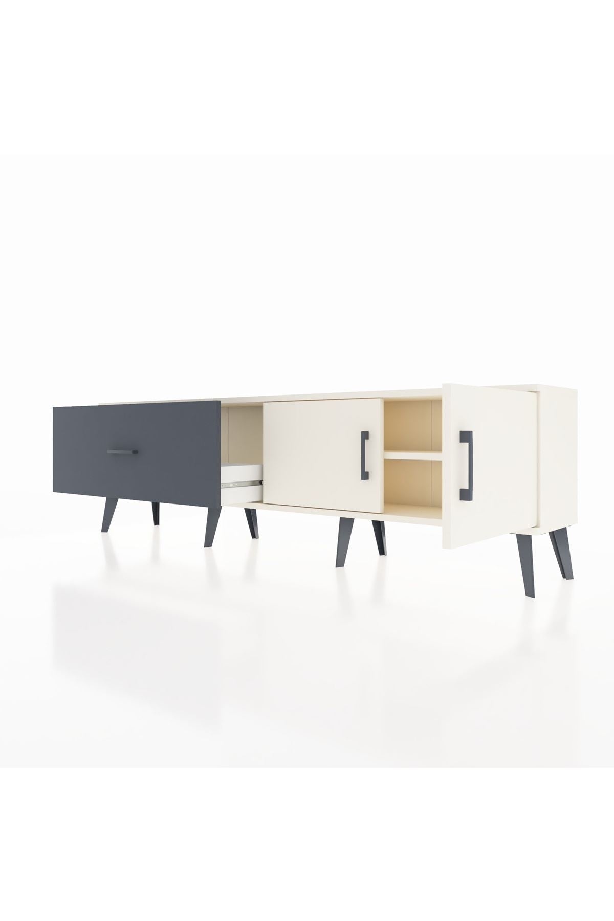 Arges TV Ünitesi Tek Raflı Tek Çekmeceli 2 Kapaklı 176x30x51 Aytaşı-Aytaşı/Antrasit