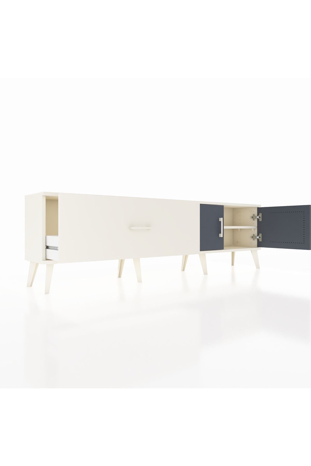 Arges TV Ünitesi Tek Raflı Tek Çekmeceli 2 Kapaklı 176x30x51 Aytaşı-Antrasit/Aytaşı