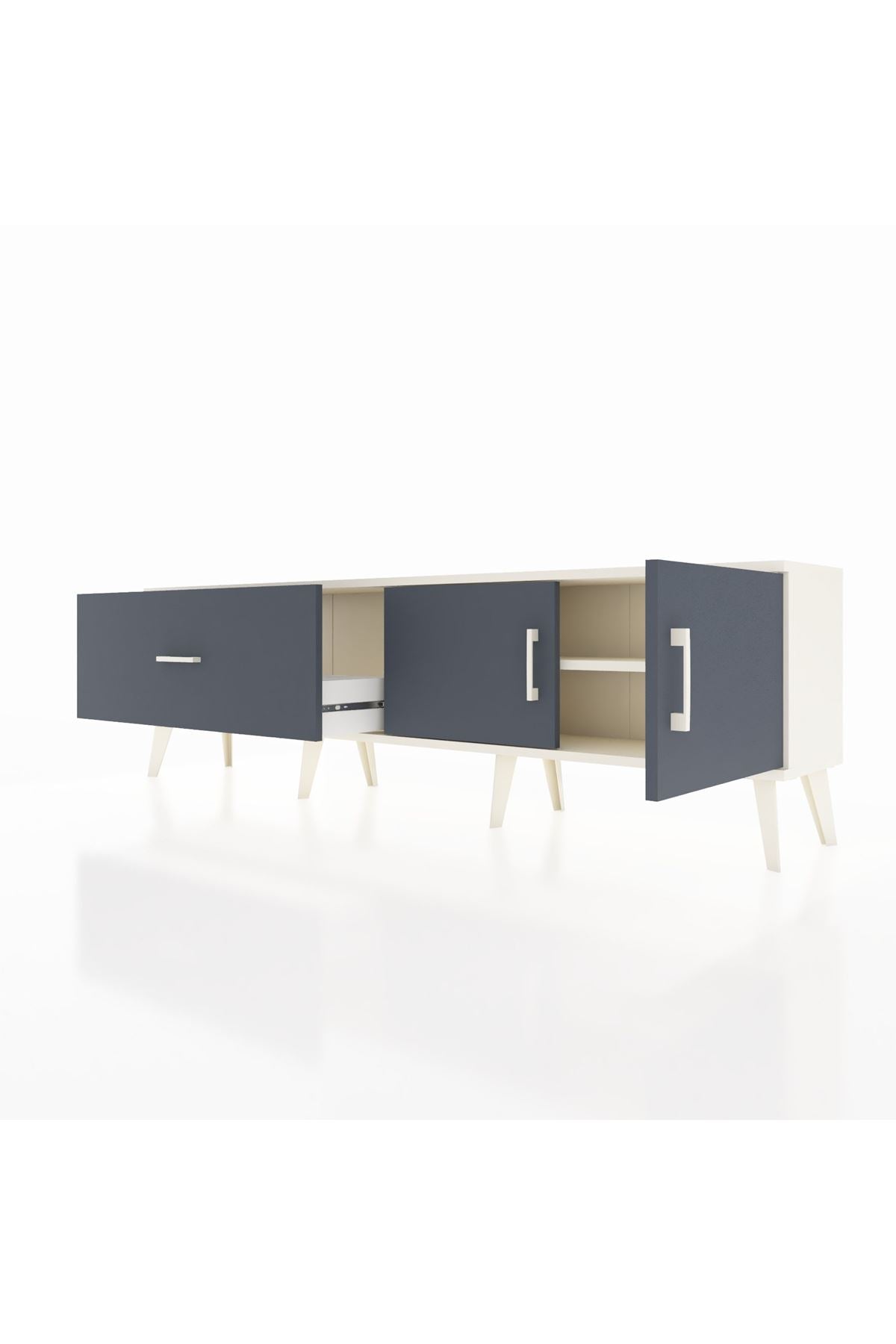 Arges TV Ünitesi Tek Raflı Tek Çekmeceli 2 Kapaklı 176x30x51 Aytaşı-Antrasit/Antrasit