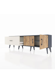 Arges TV Ünitesi Tek Raflı Tek Çekmeceli 2 Kapaklı 176x30x51 Antrasit-Çam/Aytaşı