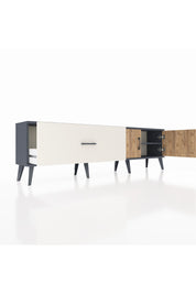 Arges TV Ünitesi Tek Raflı Tek Çekmeceli 2 Kapaklı 176x30x51 Antrasit-Çam/Aytaşı