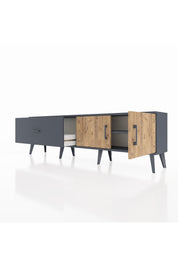 Arges TV Ünitesi Tek Raflı Tek Çekmeceli 2 Kapaklı 176x30x51 Antrasit-Çam/Antrasit