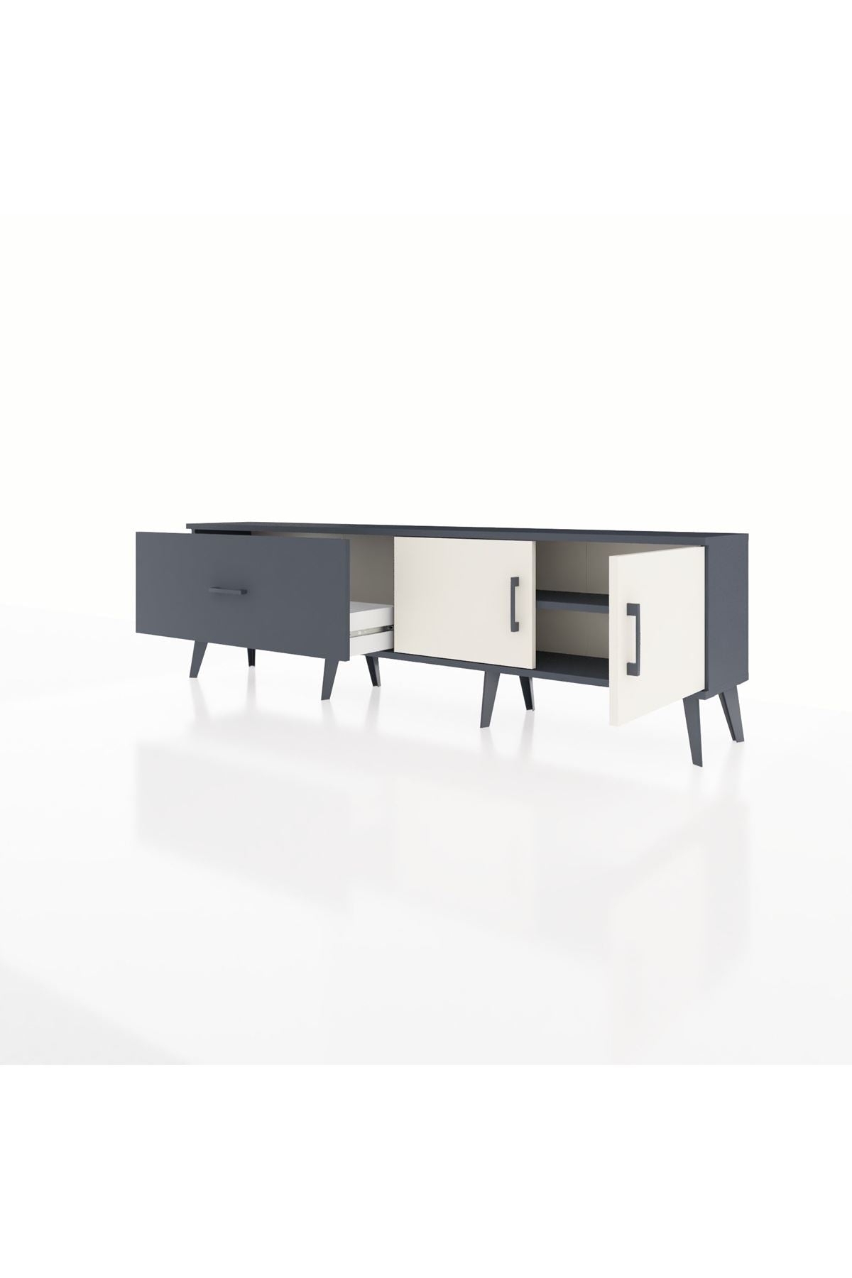 Arges TV Ünitesi Tek Raflı Tek Çekmeceli 2 Kapaklı 176x30x51 Antrasit-Aytaşı/Antrasit