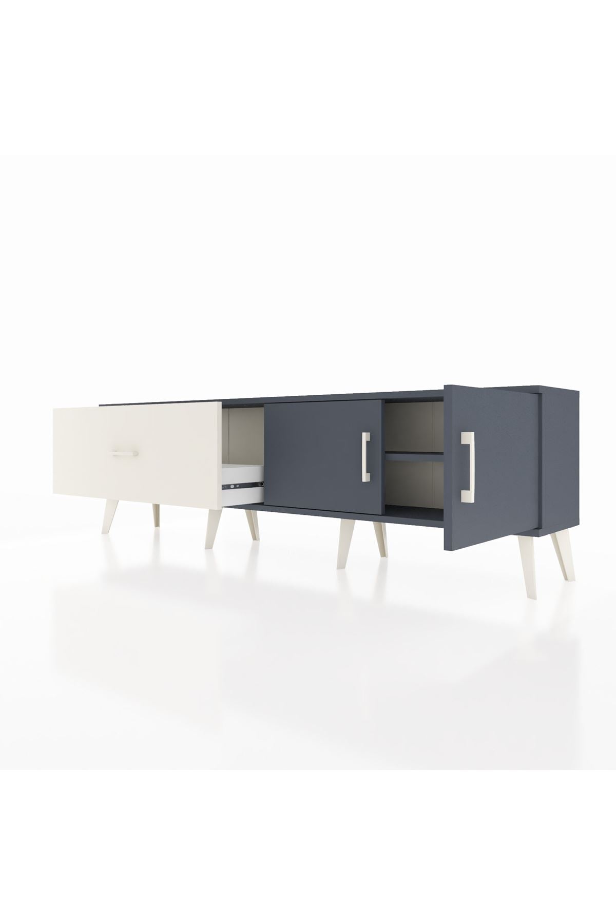 Arges TV Ünitesi Tek Raflı Tek Çekmeceli 2 Kapaklı 176x30x51 Antrasit-Antrasit/Aytaşı