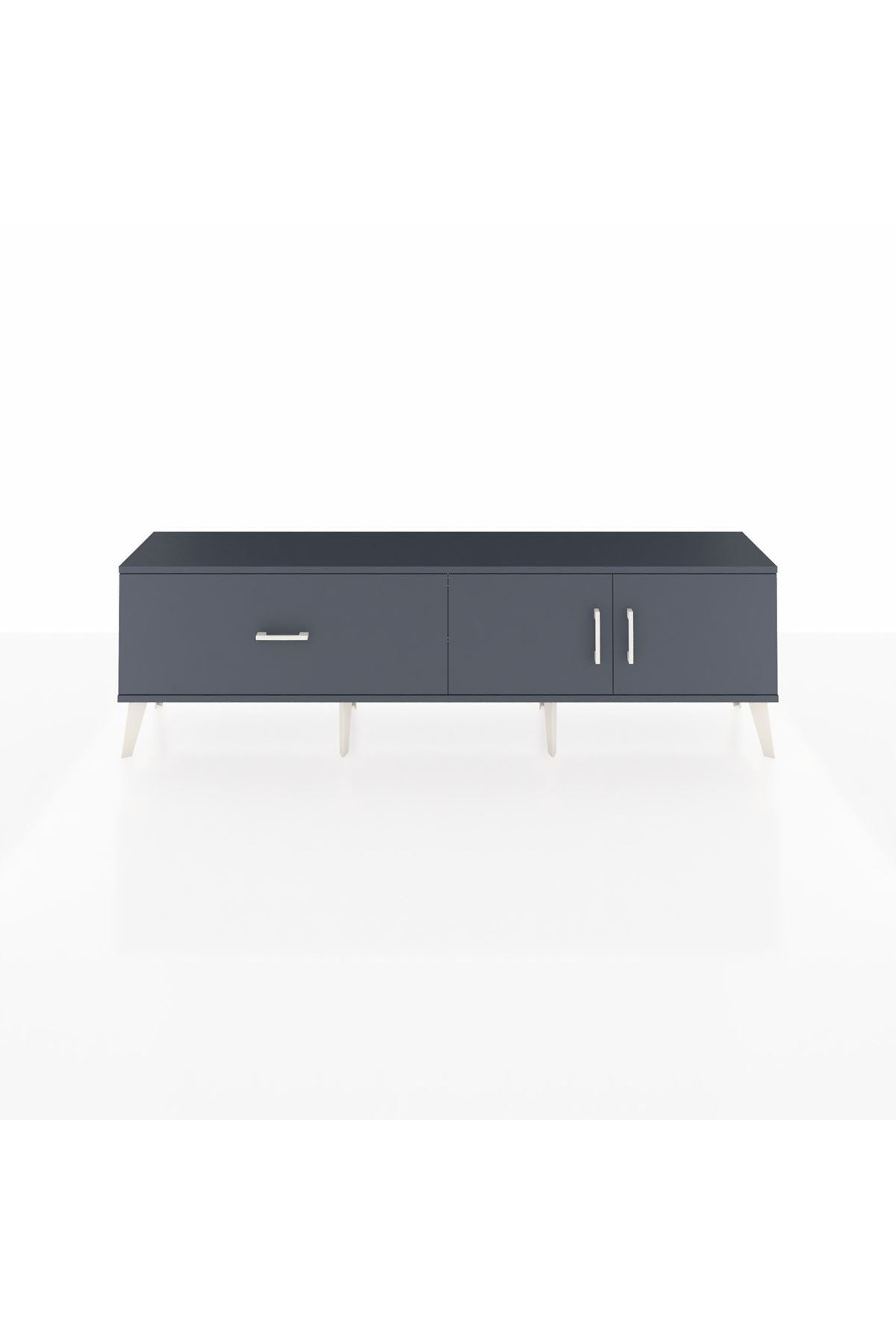 Arges TV Ünitesi Tek Raflı Tek Çekmeceli 2 Kapaklı 176x30x51 Antrasit-Antrasit/Antrasit