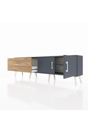 Arges TV Ünitesi Tek Raflı Tek Çekmeceli 2 Kapaklı 176x30x51 Antrasit-Antrasit/Çam