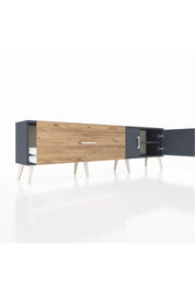 Arges TV Ünitesi Tek Raflı Tek Çekmeceli 2 Kapaklı 176x30x51 Antrasit-Antrasit/Çam