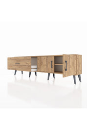 Arges TV Ünitesi Tek Raflı Tek Çekmeceli 2 Kapaklı 176x30x51 Çam-Çam/Çam