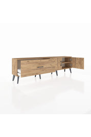 Arges TV Ünitesi Tek Raflı Tek Çekmeceli 2 Kapaklı 176x30x51 Çam-Çam/Çam