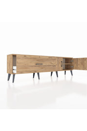 Arges TV Ünitesi Tek Raflı Tek Çekmeceli 2 Kapaklı 176x30x51 Çam-Çam/Çam