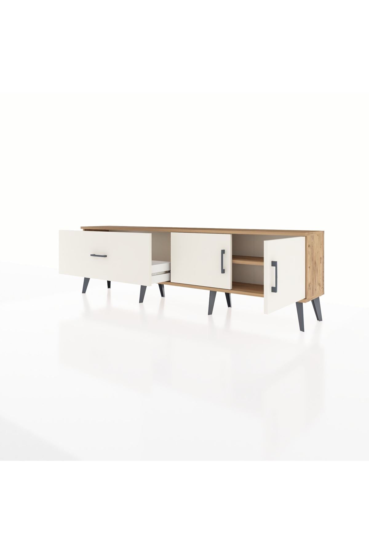 Arges TV Ünitesi Tek Raflı Tek Çekmeceli 2 Kapaklı 176x30x51 Çam-Aytaşı/Aytaşı