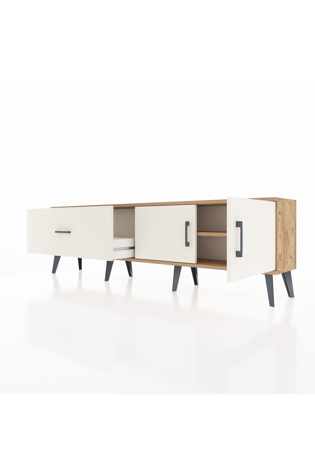 Arges TV Ünitesi Tek Raflı Tek Çekmeceli 2 Kapaklı 176x30x51 Çam-Aytaşı/Aytaşı