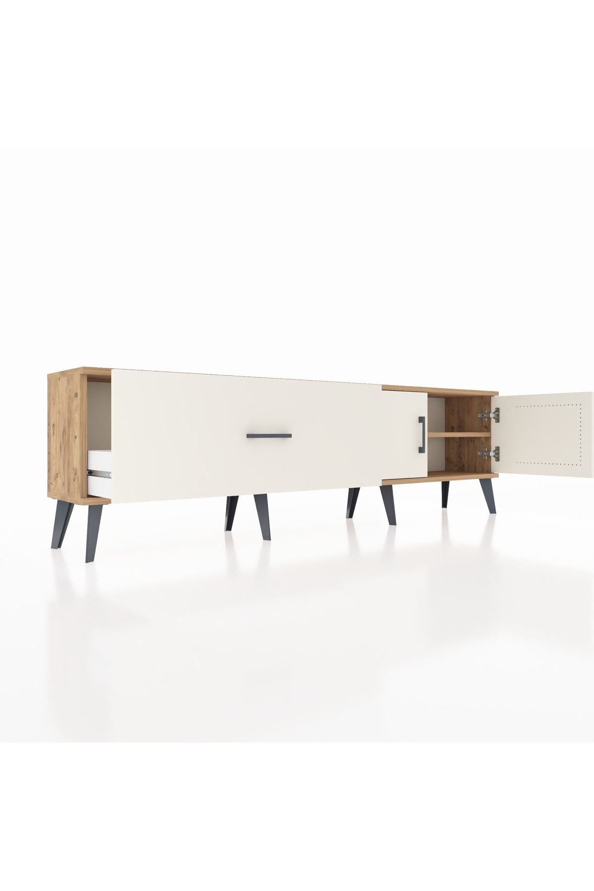 Arges TV Ünitesi Tek Raflı Tek Çekmeceli 2 Kapaklı 176x30x51 Çam-Aytaşı/Aytaşı