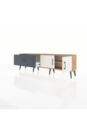 Arges TV Ünitesi Tek Raflı Tek Çekmeceli 2 Kapaklı 176x30x51 Çam-Aytaşı/Antrasit