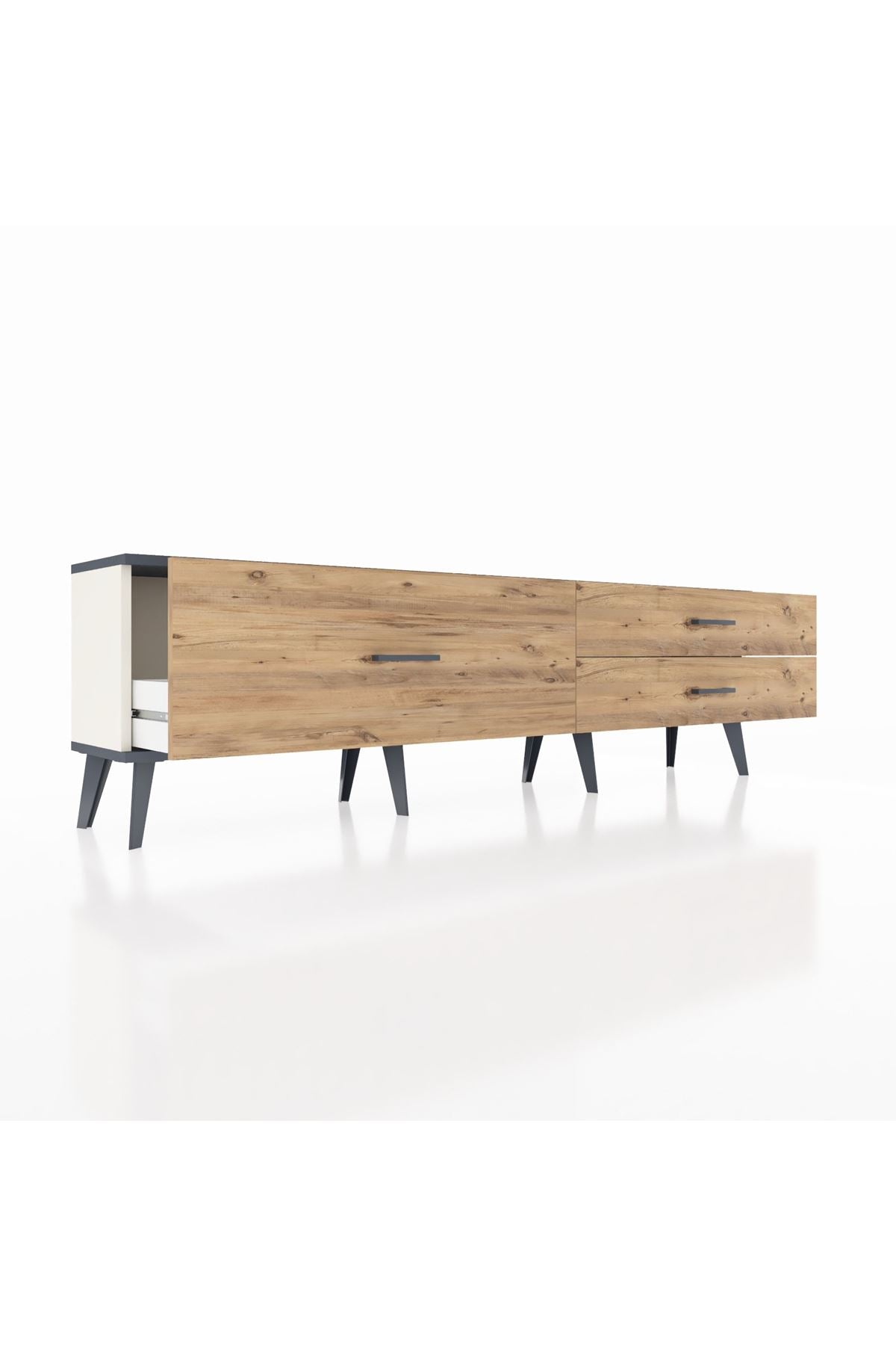 Arges TV Ünitesi 3 Çekmeceli  176x30x51 Aytaşı-Antrasit/Çam